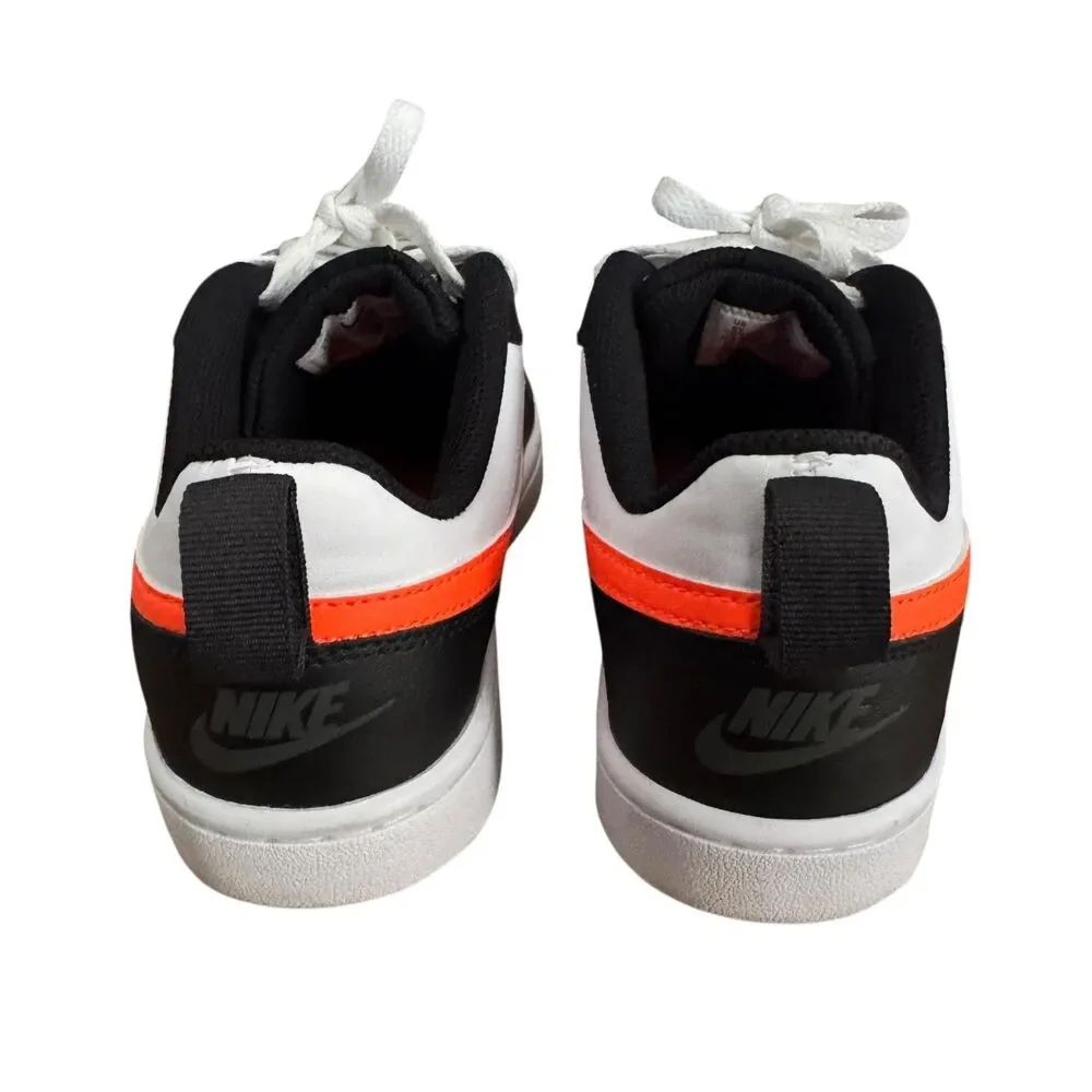 Nike Court Borough Low 2 Shoes Boys Size 6Y White Black Orange BQ5448-115